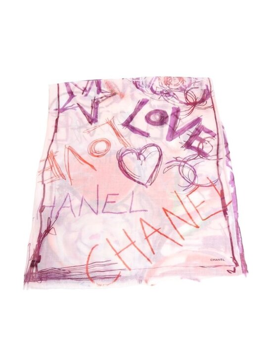 Chanel Accessories - Chanel Love Cashmere Silk Shawl Large Scarf Pink